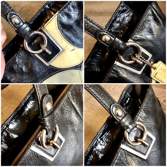 COACH⚡️Auth Cs Inlaid Pattern Leather Tote Bag - Picture 10 of 13